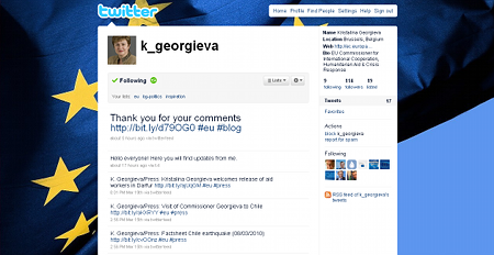 Кристалина Георгиева в Twitter Кристалина Георгиева, twitter, blog, комисар, евро, ес, блог, commissioner, Kristalina Georgieva